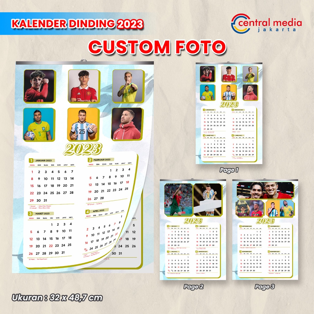 Jual Kalender Dinding 2023 Custom Foto Klem Jepit Kaleng Wall Calendar ...