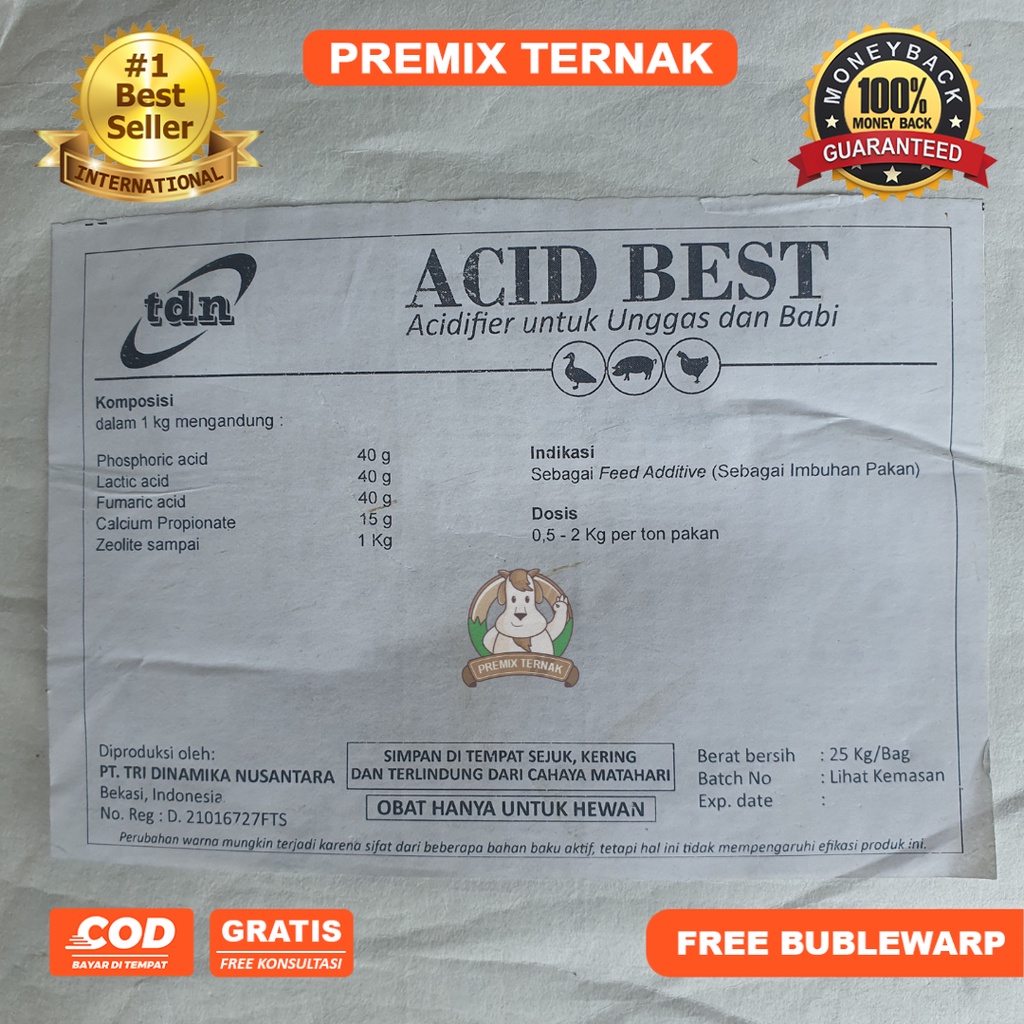 ACID BEST 1 kg - Acidifier Growth Promotor - Acidifier ayam - Acidifier unggas - Acidifier bebek - Feed additive ayam - mirip ORGACIDS acidtech