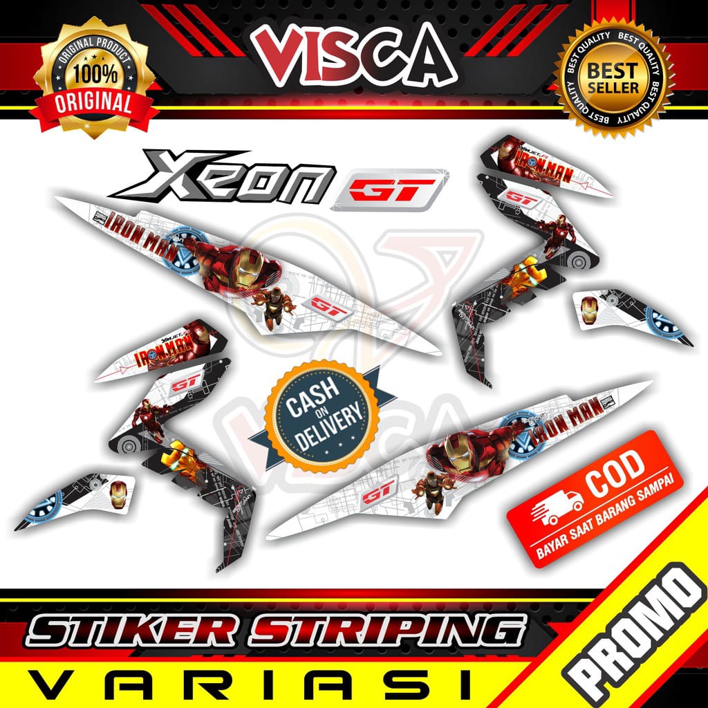 COD / Bayar Ditempat Striping Lis Xeon Gt Stiker Motor Yamaha Xeon Gt Striping Hologram Xeon Iron