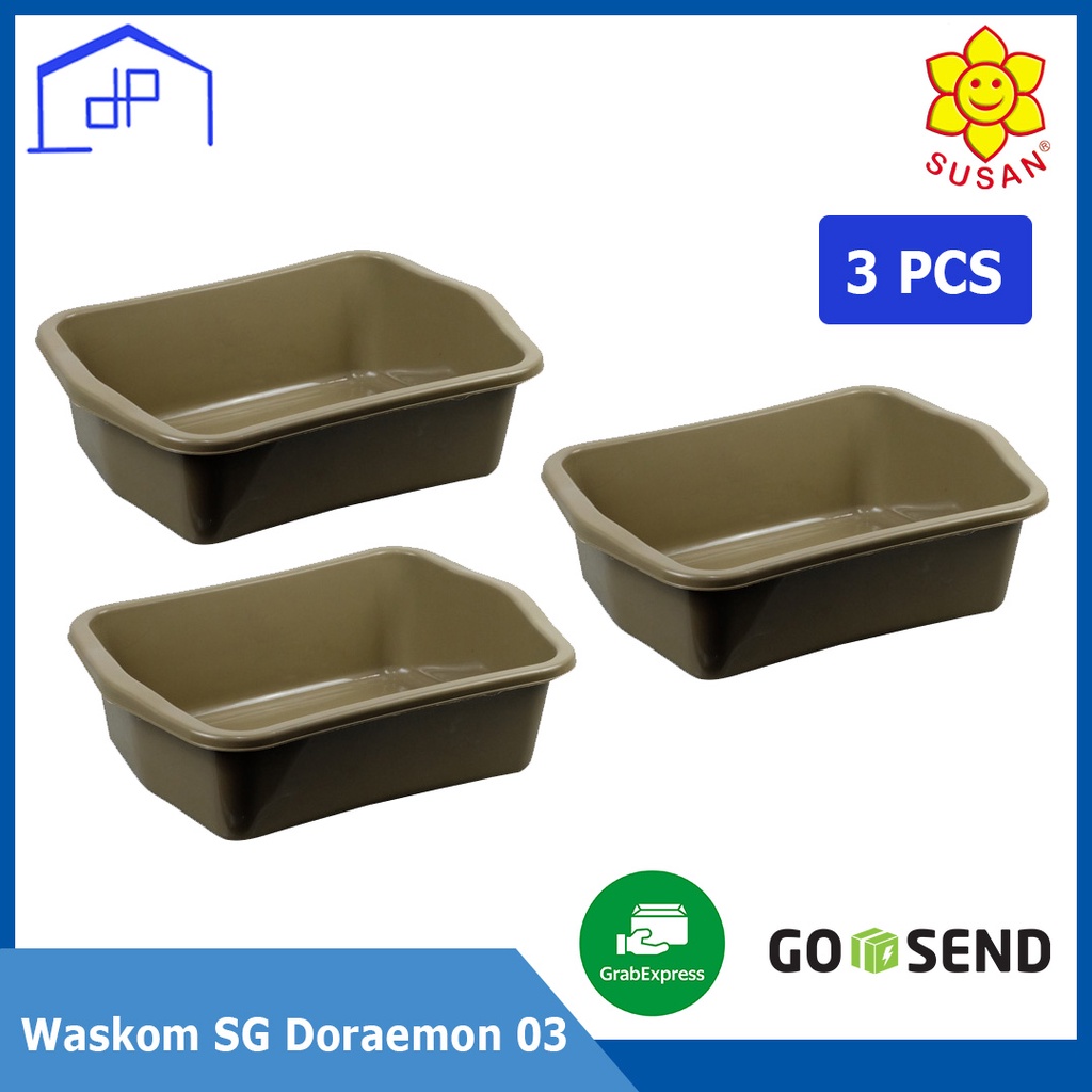 (3PCS) - WASKOM DORAEMON 03 / BAK PASIR KUCING / BASKOM KOTAK / LITTER BOX KUCING / TOILET KUCING