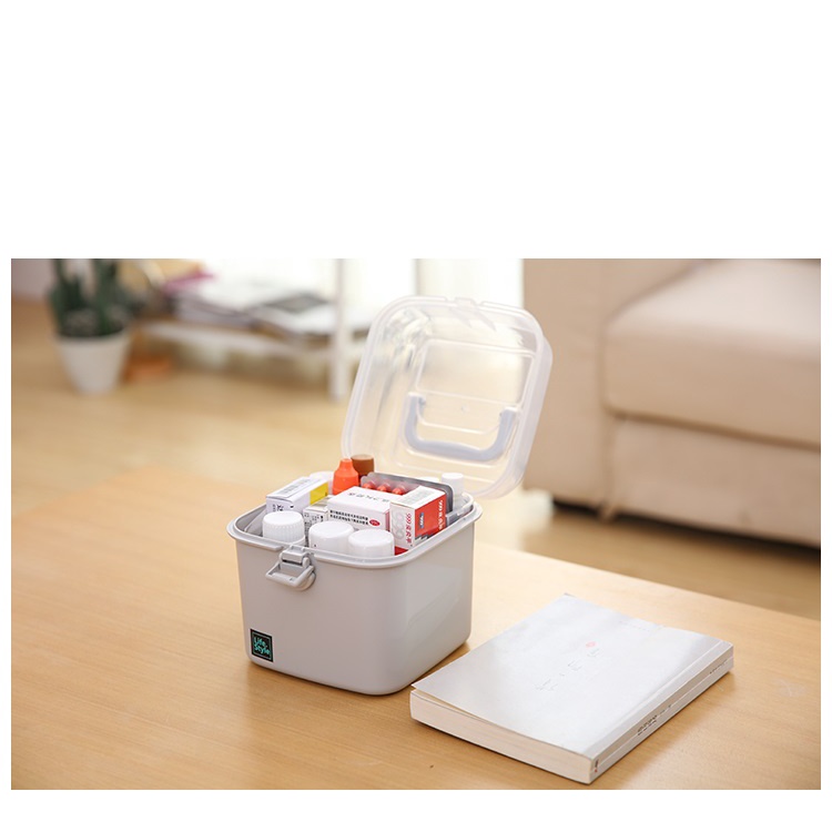 FYGALERY HL0349 Kotak P3K Kotak Penyimpanan Obat Serbaguna Dengan Gagang Pegangan Medicine Storage Box Organizer