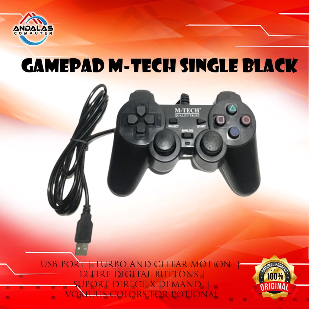 GAMEPAD JOYSTICK STICK PS PLAYSTATION GAMING SINGLE M-TECH 830 BLACK GAME