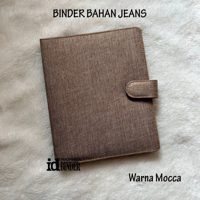 

Binder Bahan Jeans Warna Mocca Ukuran A5/20 Holes, Dan B5/26 Holes. Star Seller