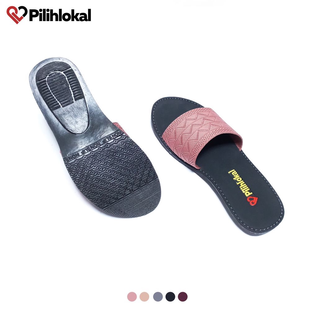 Pilihlokal - Sandal Rajut Polos Karet Elastis Selop Wanita Dewasa Murah Terbaru 2023 Flat Teplek Ibu2 - Sendal Slide Cewek Casual Kekinian Slop Kokop Korea Lentur Anti Slip - Slip On Sepatu Sandal Trendi Empuk Perempuan Viral Remaja Kondangan Lebaran Kuat