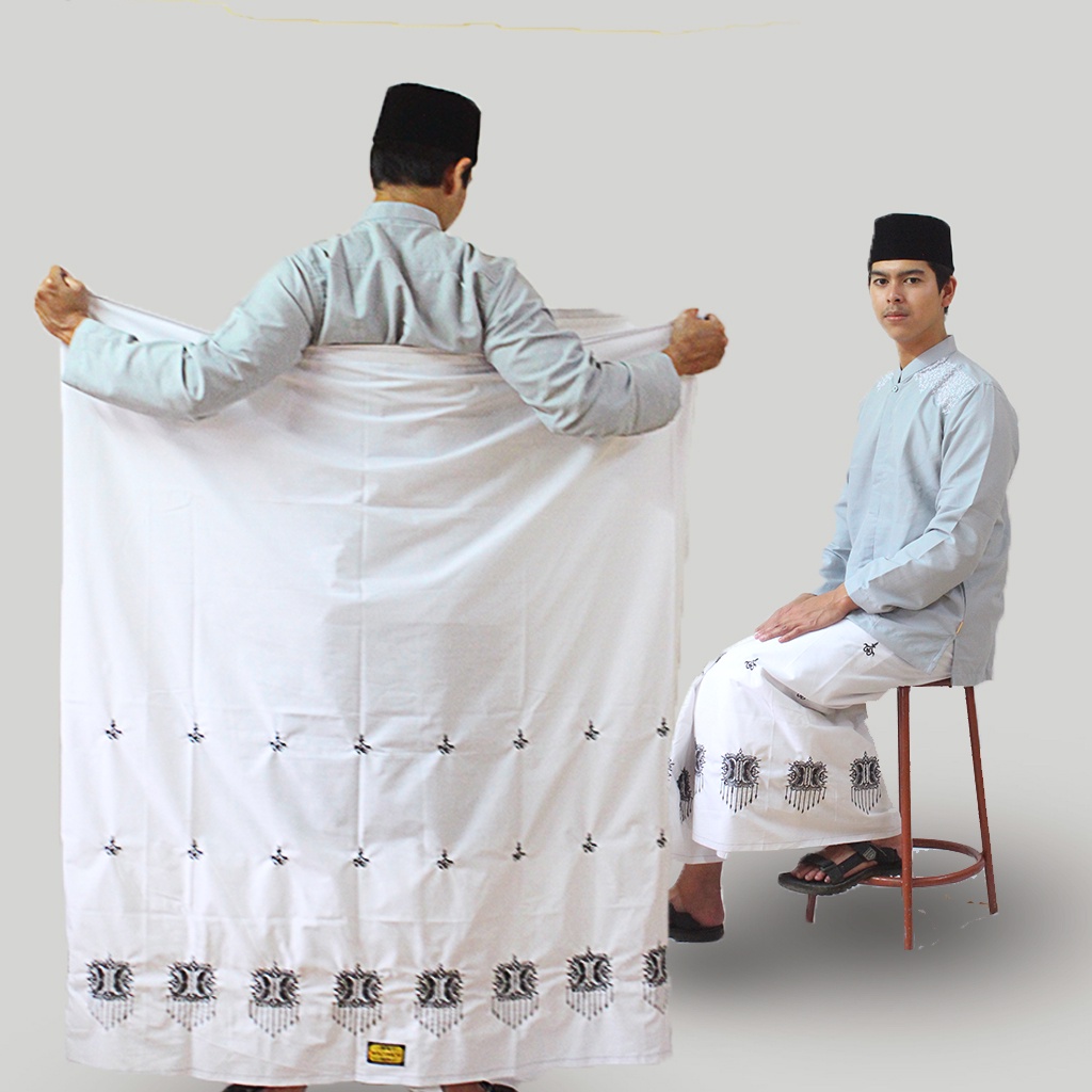 [Premium] Sarung Batik Bordil Khas Tasikmalaya Warna Putih Motif Aceh Sarung Santri Sarung Pria Wani