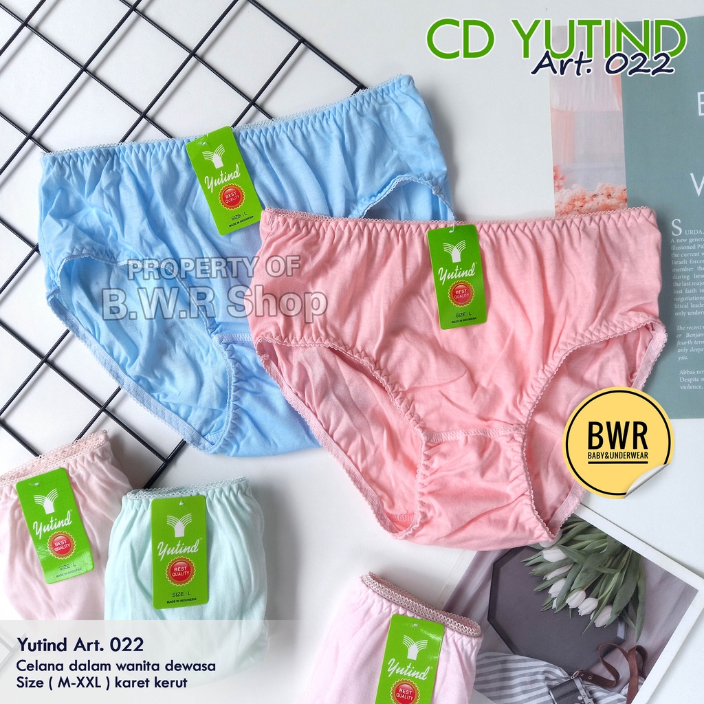 [ 1 losin ] CD YUTIND 022 Karet Renda / Celana Dalam Wanita Dewasa Yutind Warna Muda Bahan Lumbut | Bwr