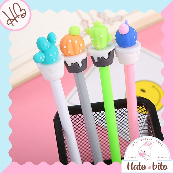 

Pulpen karakter colorful cactus pulpen kaktus pena lucu cute tinta gel black souvenir alat tulis HB1383