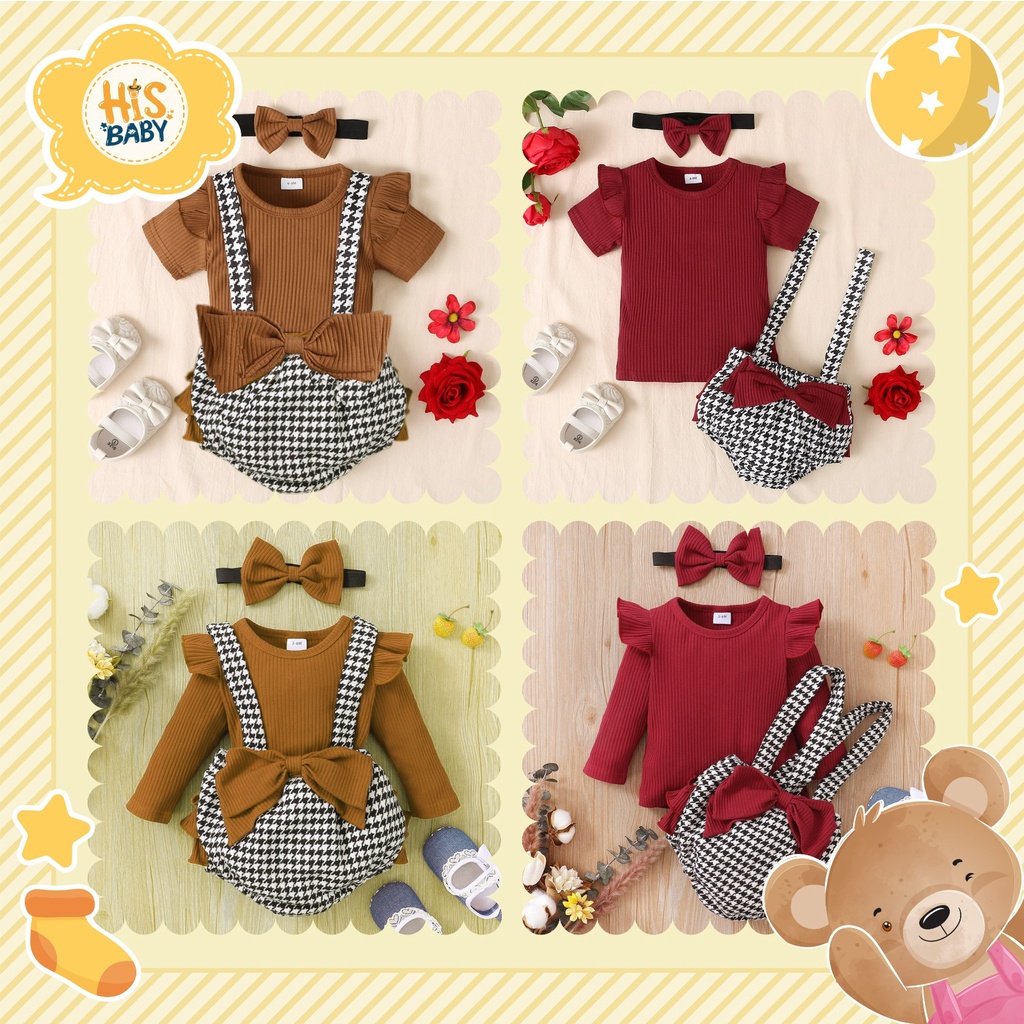 His.Baby FR10 (Free Bando) Setelan Overall Bayi/ Baju Kodok Anak Perempuan 3-2 tahun