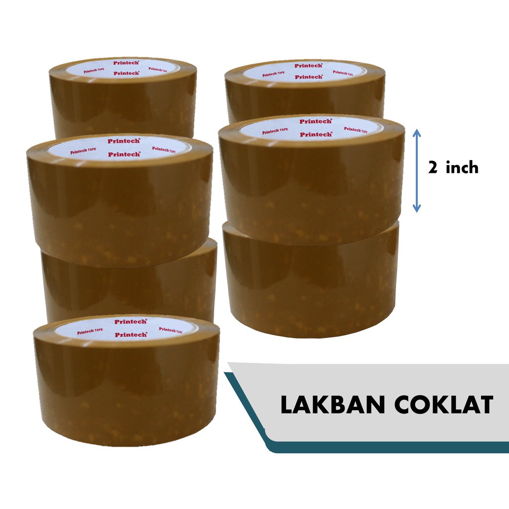 [𝗦𝗨𝗣𝗘𝗥 𝗞𝗨𝗔𝗧] Lakban Printech Anti Putus Bening / Coklat 2 inch x 100 YARD OPP TEBAL DAN KUAT