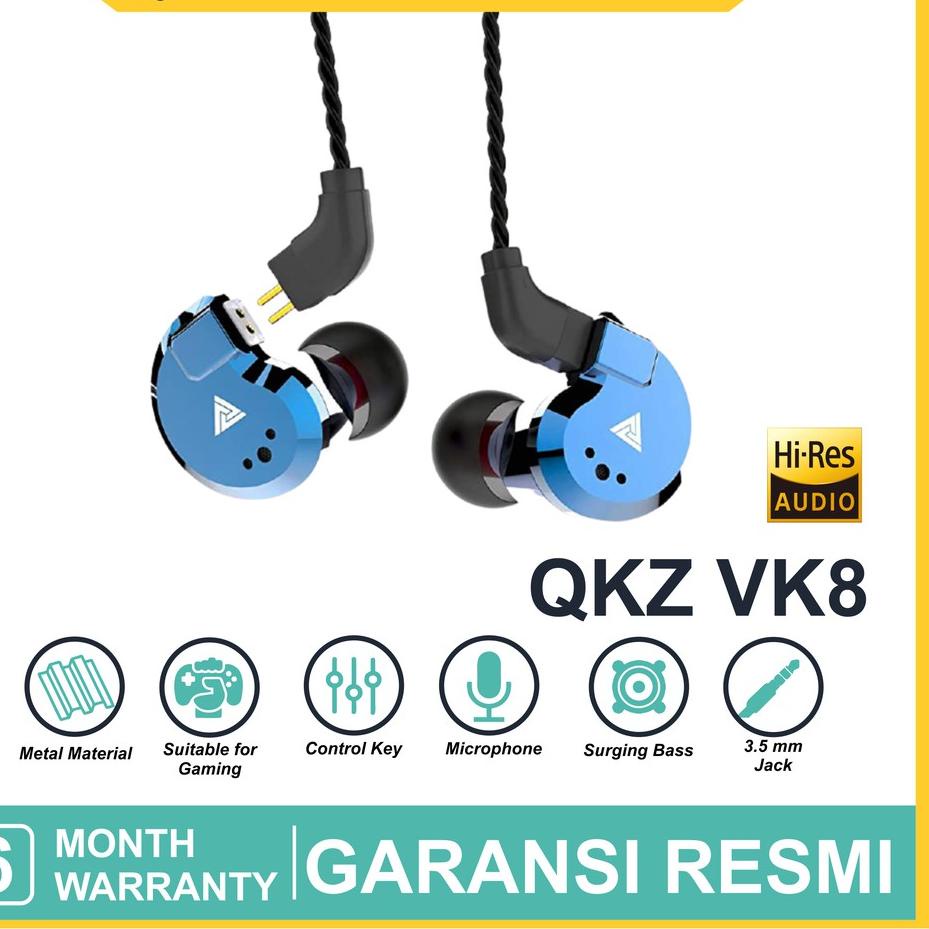 ♫ QKZ VK8 with Mic Sport Gaming Hi-Res Earphones Hight Quality In-Ear Earbuds HIFI ⅍