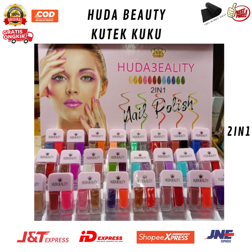 Huda Beauty Kutek Kuku Tahan Lama 2in1 Memberi Warna & Mengrias Kuku / Memperindah Tampilan Kuku War