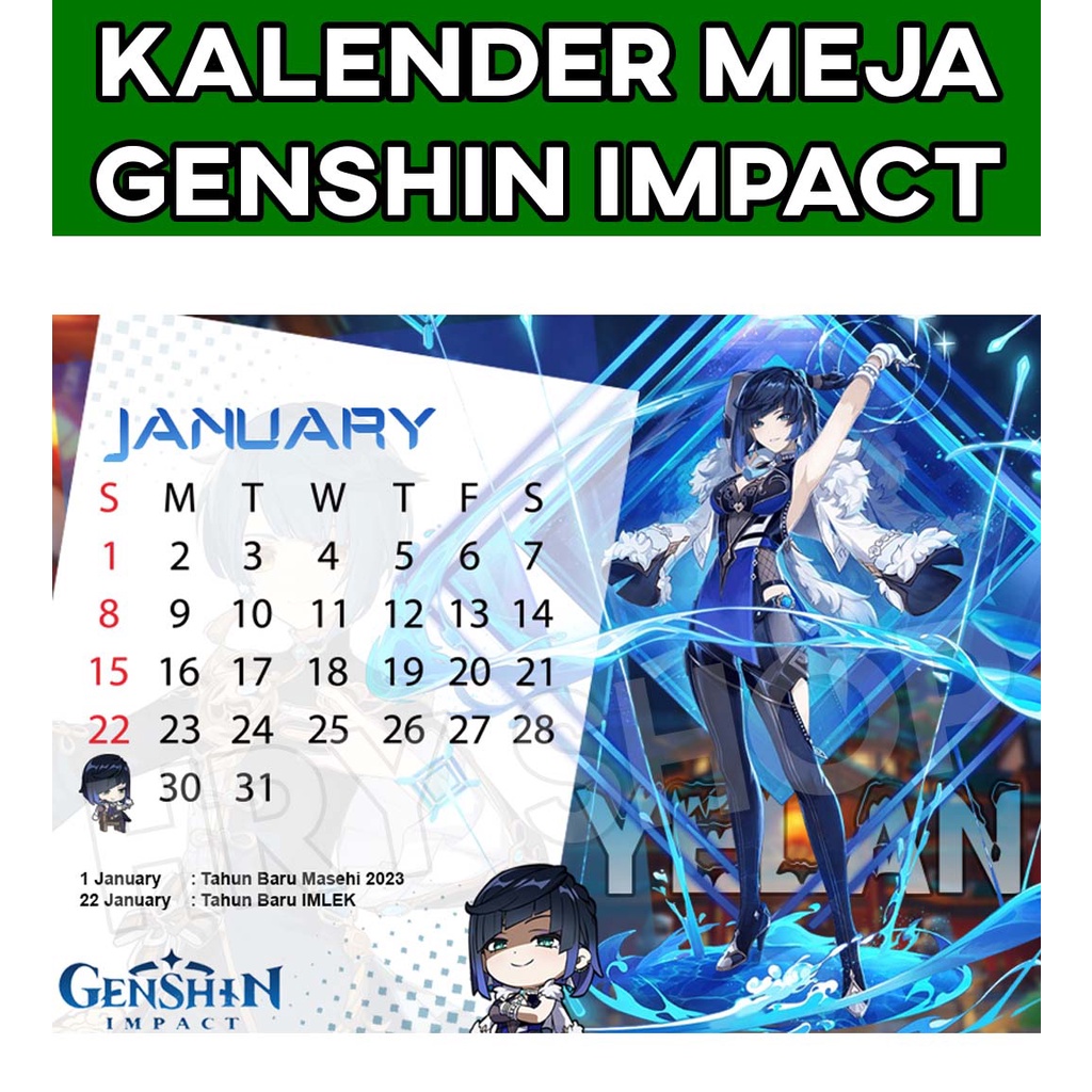 

Kalender Genshin Impact 2023/Kalender 2023/Kalender Meja 2023/Kalender Game/Koleksi Anime/Merchandise/2023