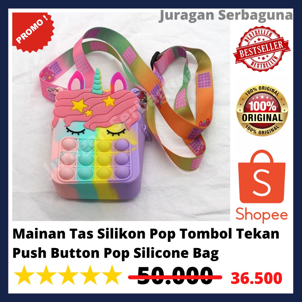 Mainan Tas Silikon Pop Tombol Tekan Push Button Pop Silicone Bag