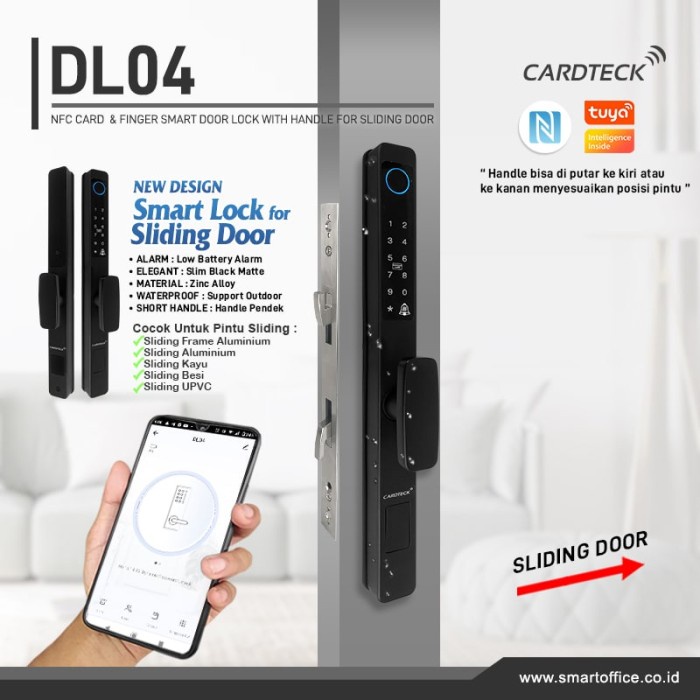 Akses Tuya Smart Door Lock Fingerrfid Kunci Digital Pintu Sliding Frame Dl04