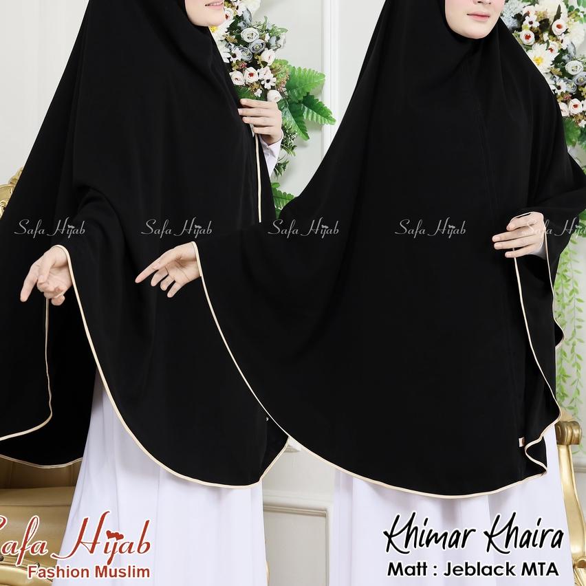 Promo⭐✔️-KHIMAR JUMBO Syar'i JETBLACK MTA Syar'i JUMBO ORYGINAL list pita warna/polos super cantik p