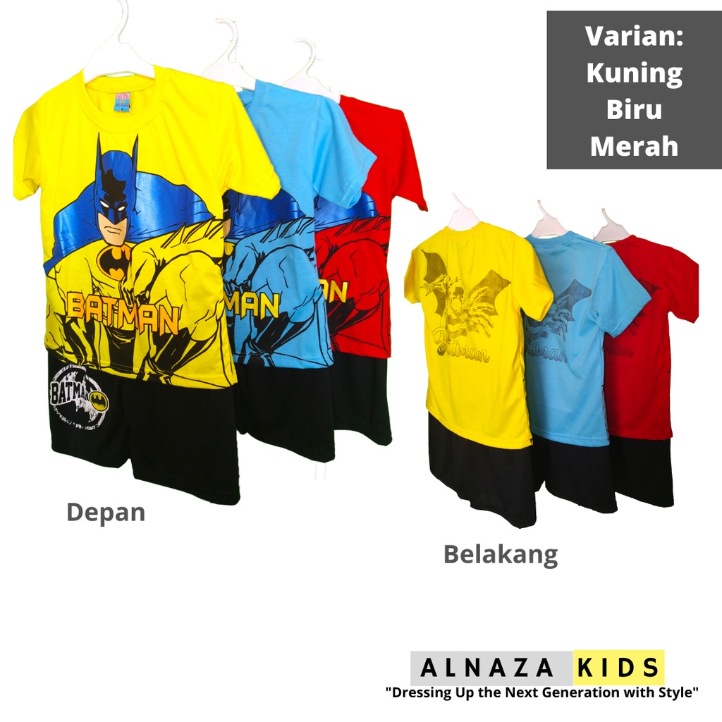 Setelan anak laki laki / cowok setelan kaos anak set baju motif Batman Betmen bolak balik 3-6 tahun