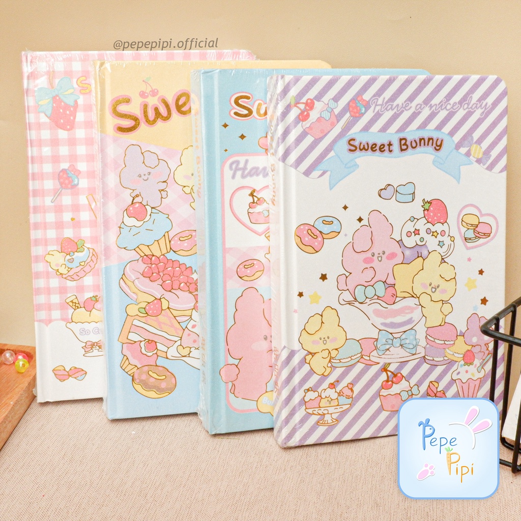 Diary Hard Cover Sweet Bunny 12,8 x 18,9 cm Note Book Notebook Buku Harian Catatan