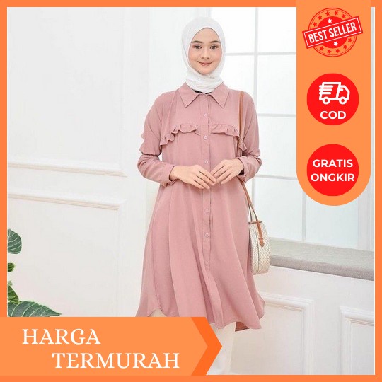 Tunik Ceruty Tunik Bunga Kemeja Motif Baju Atasan Style Korea Baju Atasan Wanita Kekinian Tunik Wani