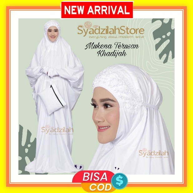 Mukena Terusan Khodijah Jumbo Dewasa Katun Siti Khadijah Syahrini Pasteleena Full Bordir Mukena Laju
