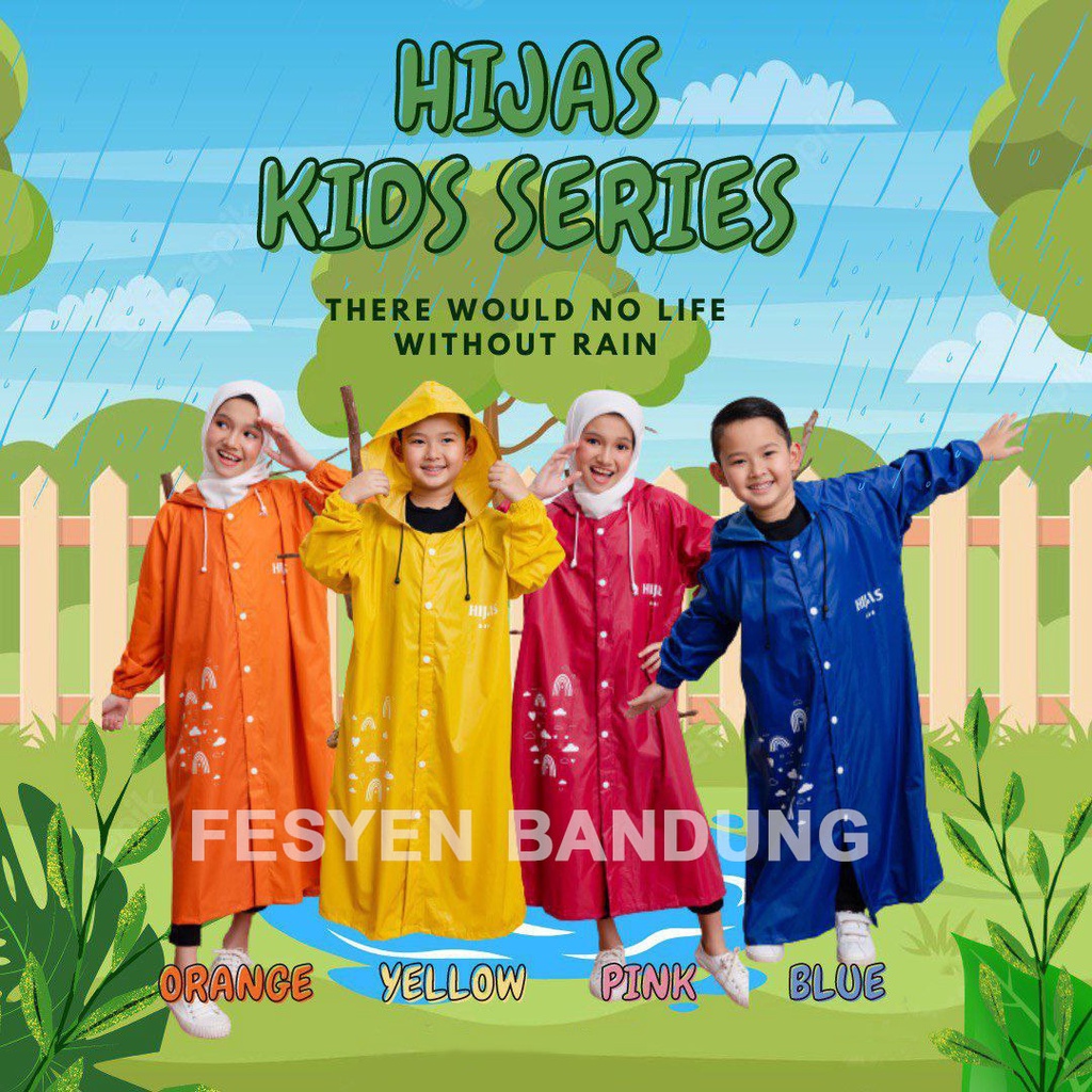 Jas Hujan Anak / Jas Hujan Anak Perempuan / Jas Hujan Anak Laki-laki / Jas Hujan Anak SD / Jas Hujan Kids / Jas Hujan Anak Premium - Hijas