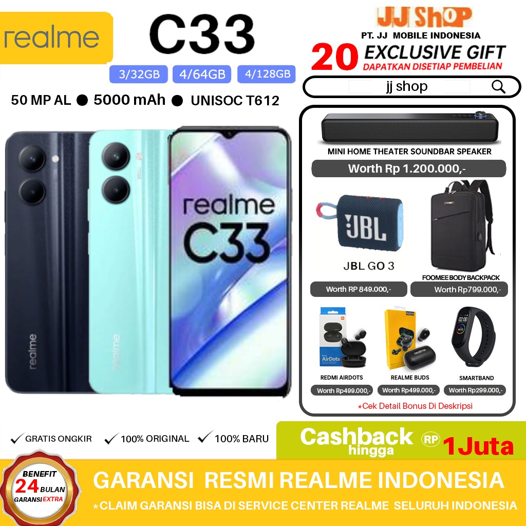 REALME C53 NFC &amp; C33 6/128 4/128 4/64 GB RAM 6GB 4GB ROM 128GB 64GB GARANSI RESMI