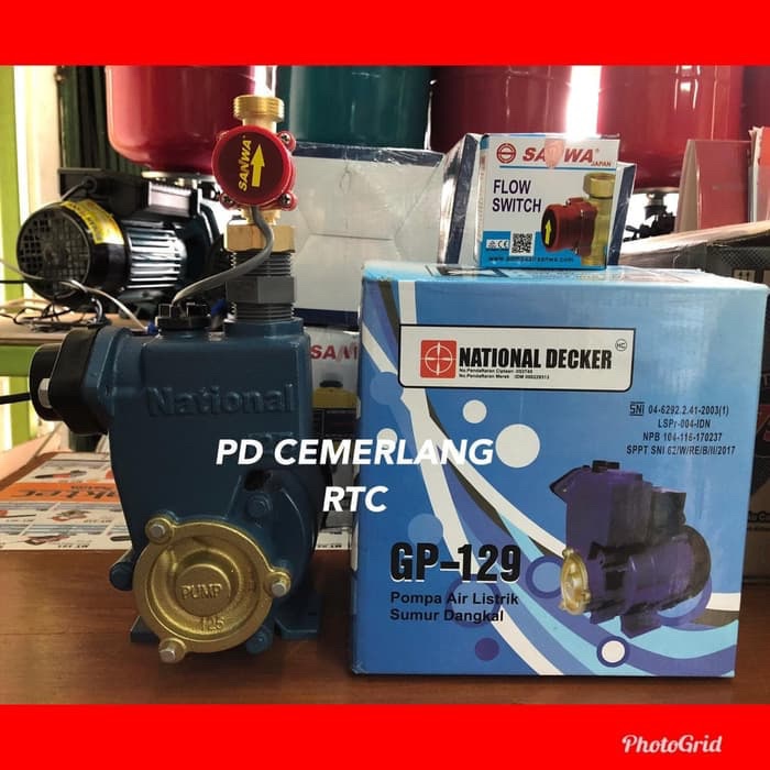 Pompa pendorong air toren otomatis flow switch national sanyo shimizu