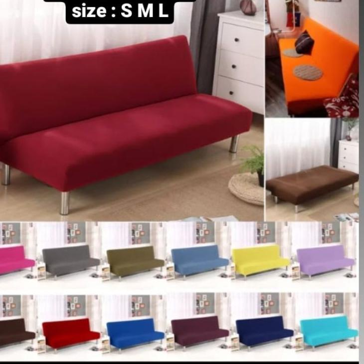 ♕ cover sofa bed / sarung sofa bed / penutup sofa bed elastis polos ➾