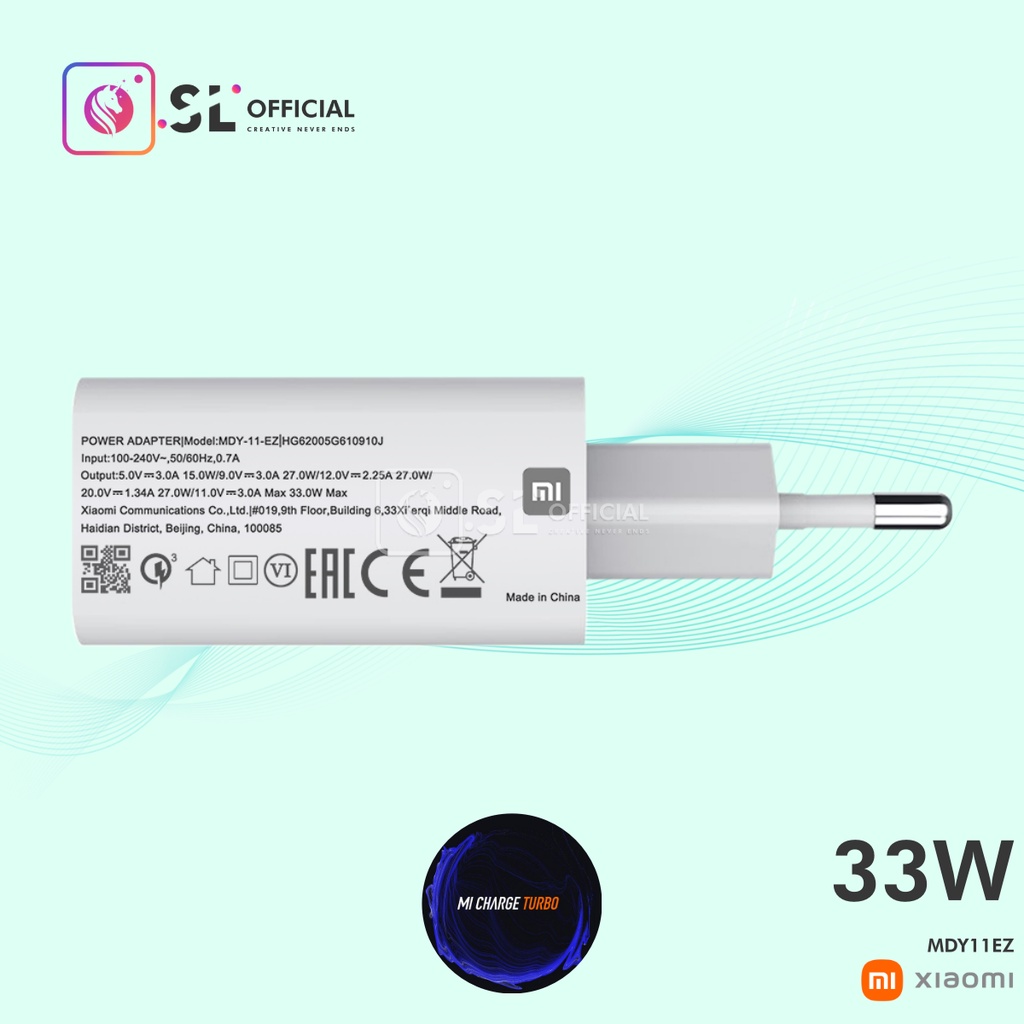 CHARGER XIAOMI TYPE C ORIGINAL FAST CHARGING 33W 65W 67W FOR REDMI NOTE 7/ 8/ 8 PRO/ MI8/ MI9/ MI10