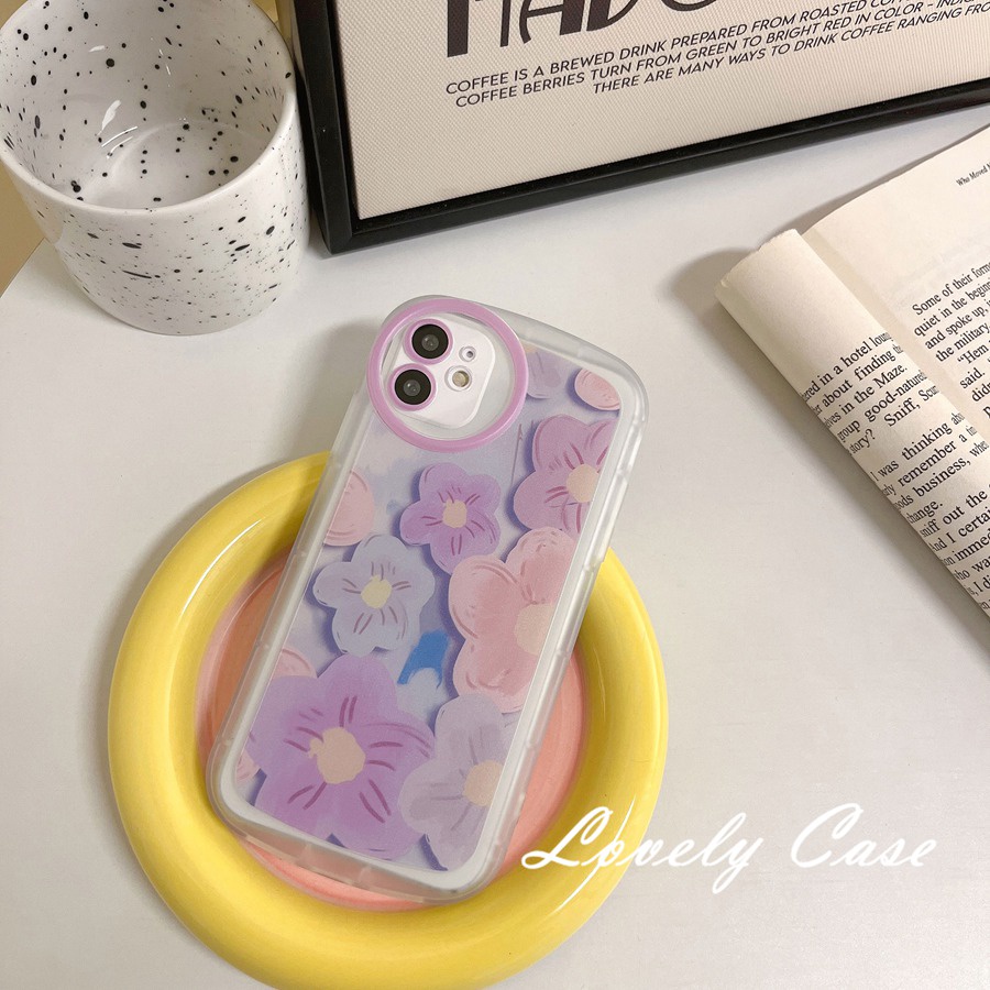 Redmi Note12 A1 10A 10C 9 9T 9A Note 11 Pro+10 10s 8 7 Pro Mi12 11 Lite 11Ultra 10 12T 11T 10TPro Poco M3 Pro X3 GT Pink Ungu Flowers Casing Soft Cover Bening