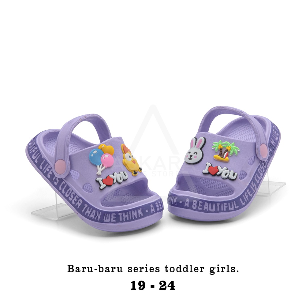 Askara Baru-baru - Sandal anak perempuan baby girls model selop tali belakang karakter jibbits love lucu 1 - 3 tahun
