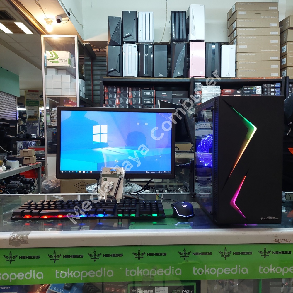 1 Set PC Rakitan Office Core i5 10400 | RAM 16GB | HDD - SSD | Monitor 19 Inch | Keyboard Mouse - Komputer office rakitan full set desktop