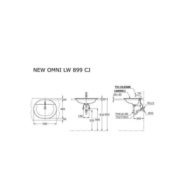 Wastafel Tanam TOTO LW 899 CJ W Body Only original