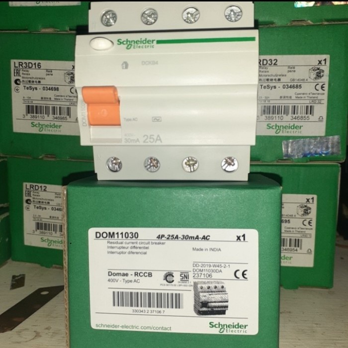Schneider Rccb Elcb 25A 30Ma/300Ma 3P+N Domae Elcb 25A 3Phase Domae
