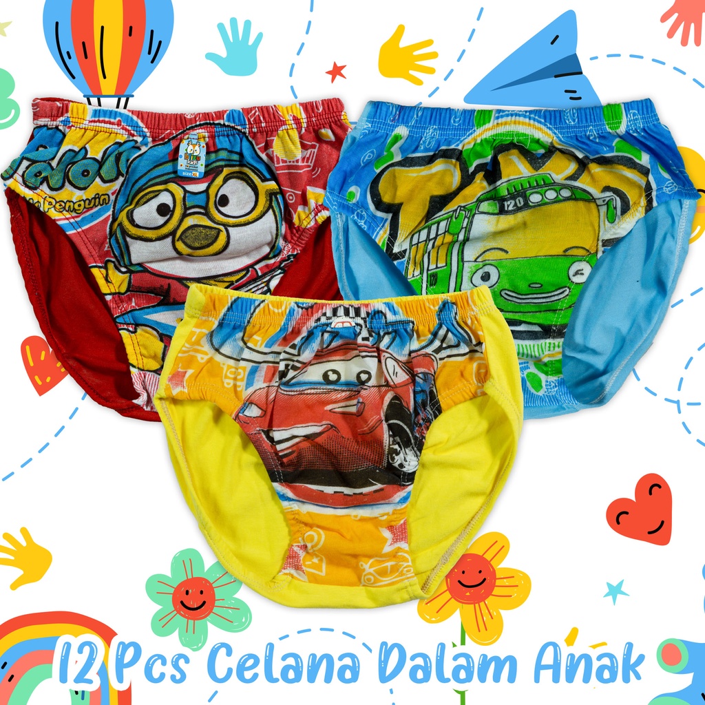 1Lusin Celana Dalam Anak Laki Laki 12Pcs Dan 6Pcs Motif Grosir Cd Anak Cowok Murah bagus