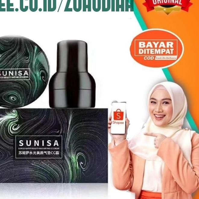 ⅎ [ORI 100% BARCODE] SUNISA MUSHROOM HEAD AIR CUSHION CC CREAM / BEDAK ORIGINAL + Kuas Kabuki ✰