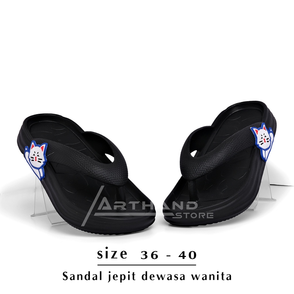 Sandal Wanita Model jepit sandal wanita terbaru karakter cat lucu