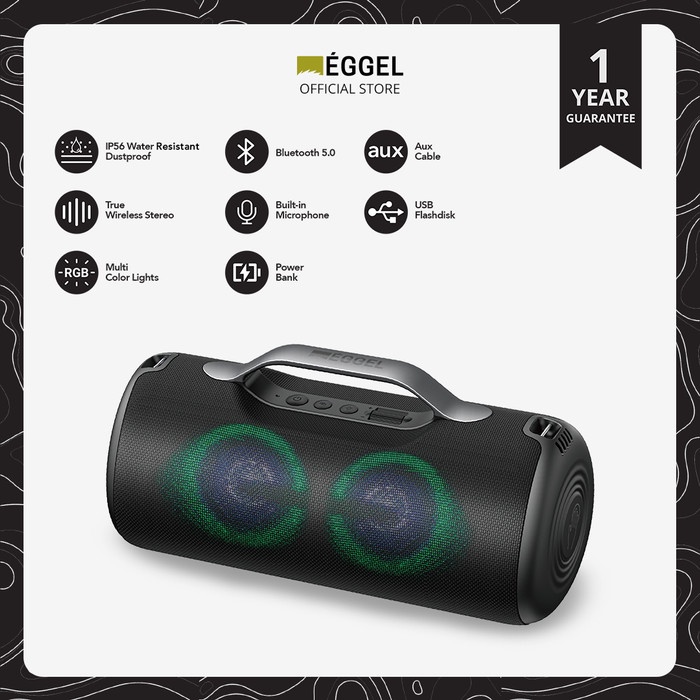 Speaker Eggel Elite Xl 2 Waterproof Portable Bluetooth Speaker With Rgb Light