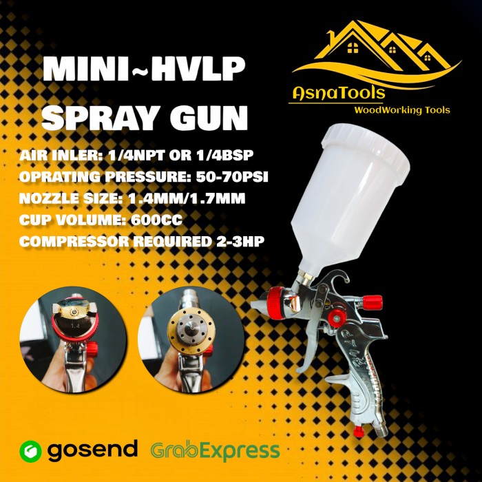 Terlaris Spray Gun Mini Hvlp 1.4Mm Spray Gun Hvlp Tabung Atas Nozzle 1.4Mm