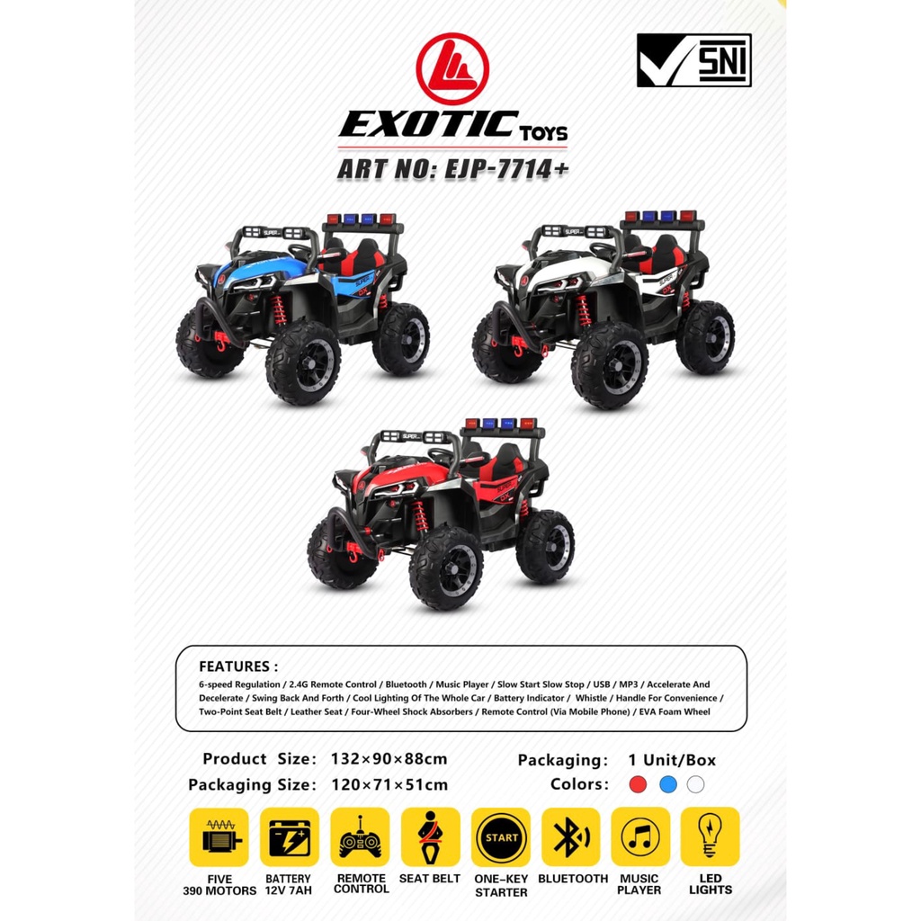 Mainan Mobil Aki Jeep Exotic EJP 7714+ EJP7714+ EJP-7714 BanEva OffRoad