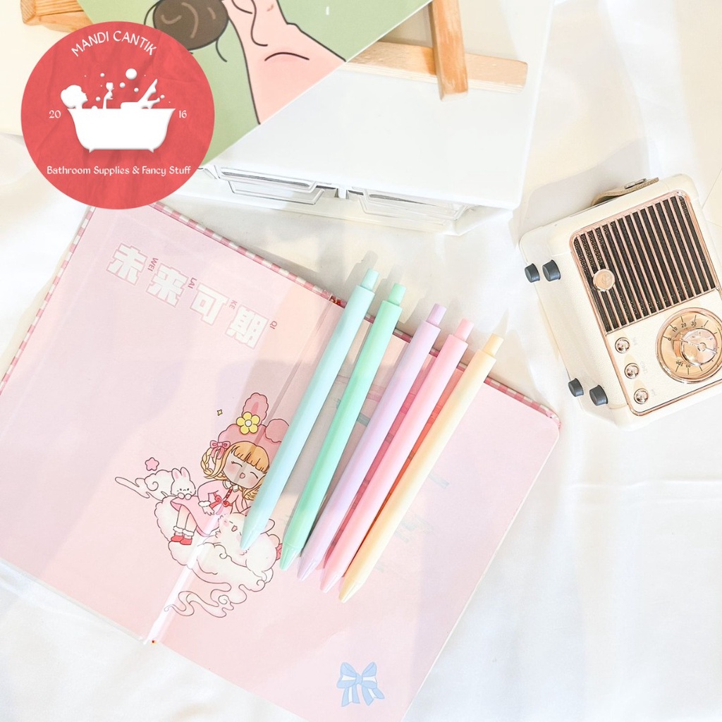 

pulpen cetek warna makarons pastel pen mekanik bolpen alat tulis kantor perlengkapan sekolah COD