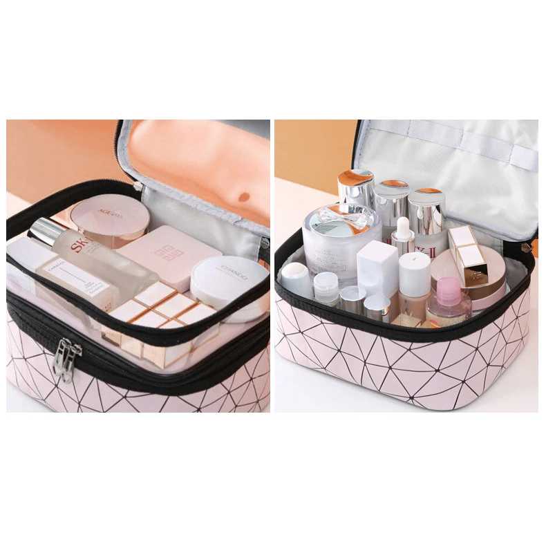 Tas Kosmetik Make Up Travel Wanita Tas Jinjing Besar Desain Simpel Resleting Travel Bag Multifungsi