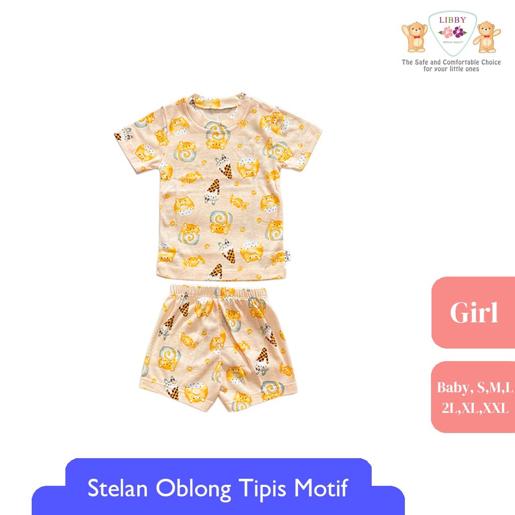 LIBBY Setelan Oblong Pendek Cotton Rib Girl Play The Ground 1 stel