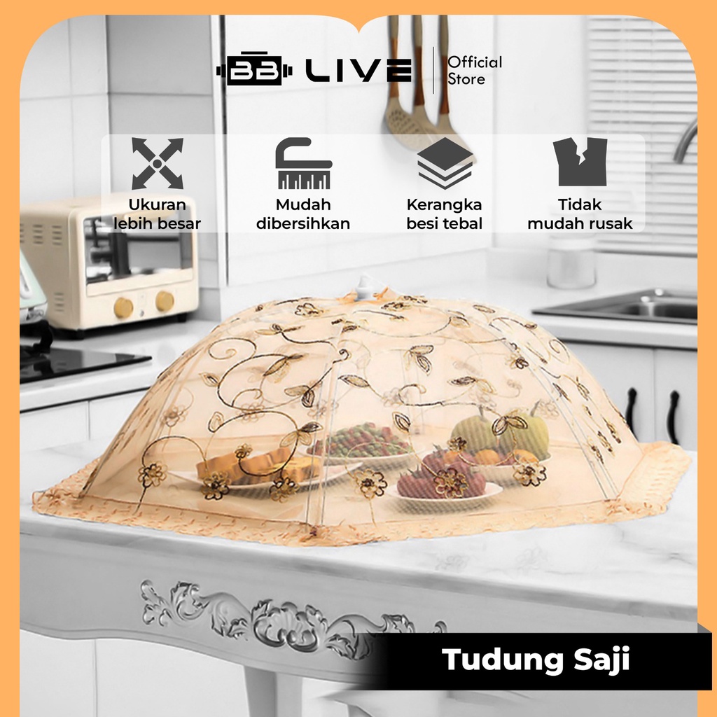 BB Live Tudung Saji Lipat Renda Payet Cantik / Food Cover Serbaguna Import Murah