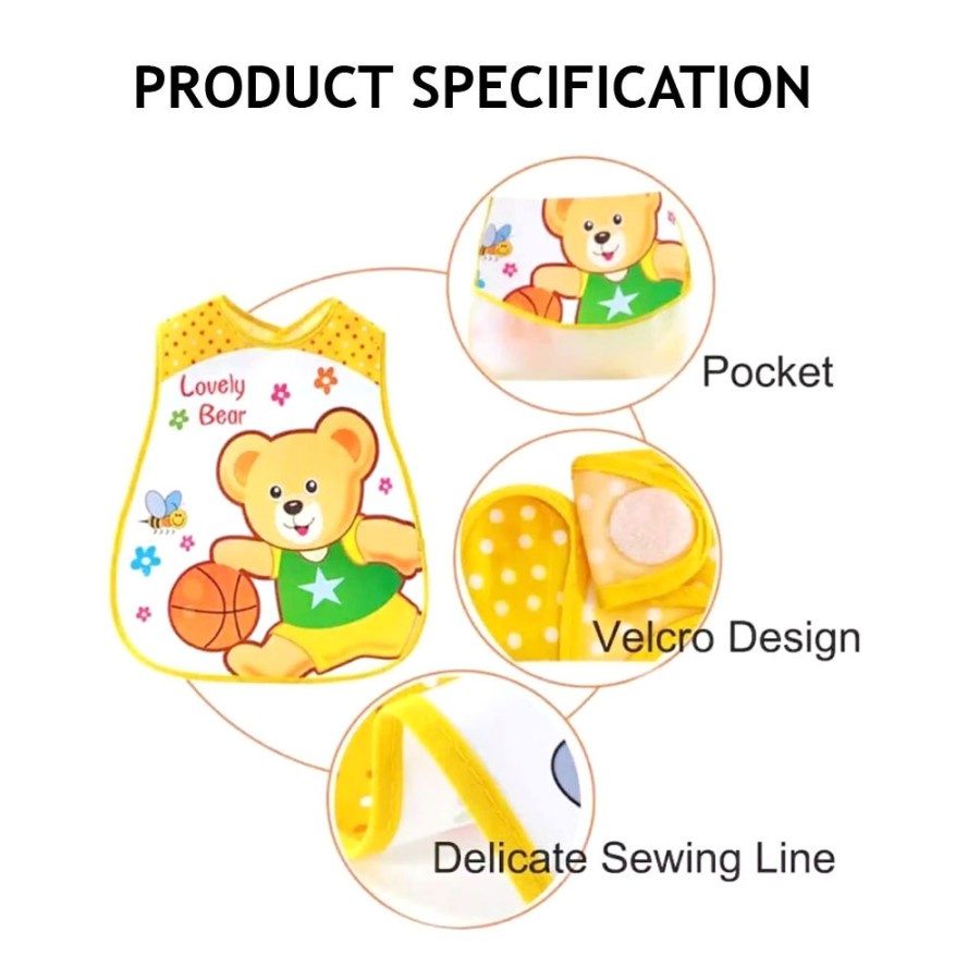 Celemek Plastik Waterproof Bayi Bib Slabber Tatak iler Apron Alas Makan Slaber Plastik