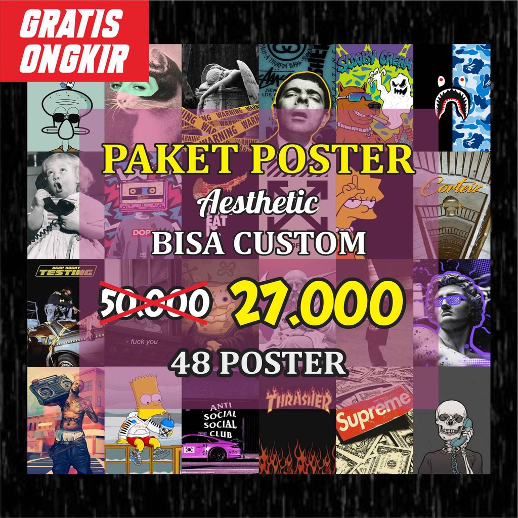 Poster Dinding Aesthetic 1 Paket 48Pcs