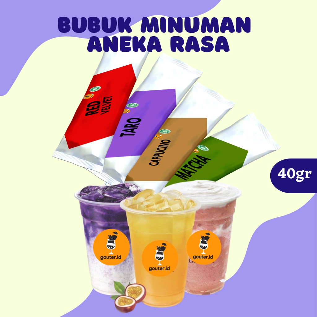 BUBUK MINUMAN RASA 40GR / SERBUK MINUMAN ANEKA RASA / BUBUK MINUMAN KEKINIAN / MINUMAN INSTAN / BOBA