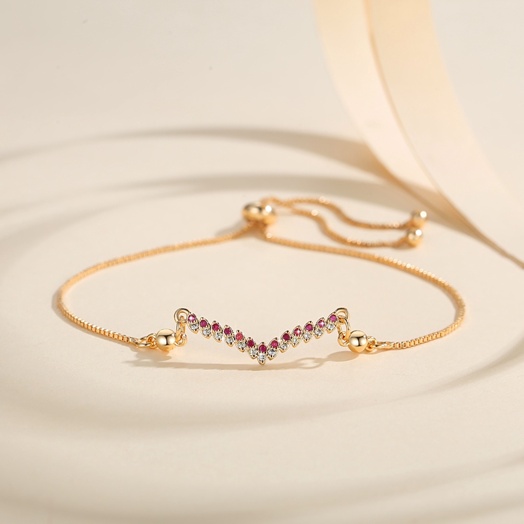 Y976 [COD✔]Gelang Serut Desain Kristal Permata Berlapis Emas/Perak Titanium Gelang Anti Karat