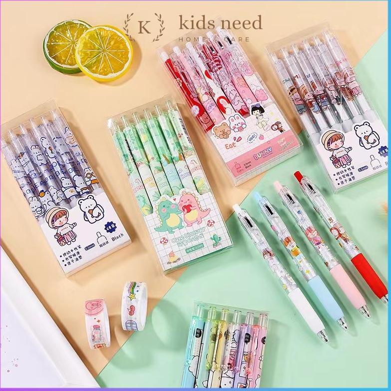 

[Terlaris Today] (6pcs) Set Pen Gel Mekanik 0.5mm Motif Cartoon/Pulpen Gel Mekanik Lucu/Pulpen Aesthetic