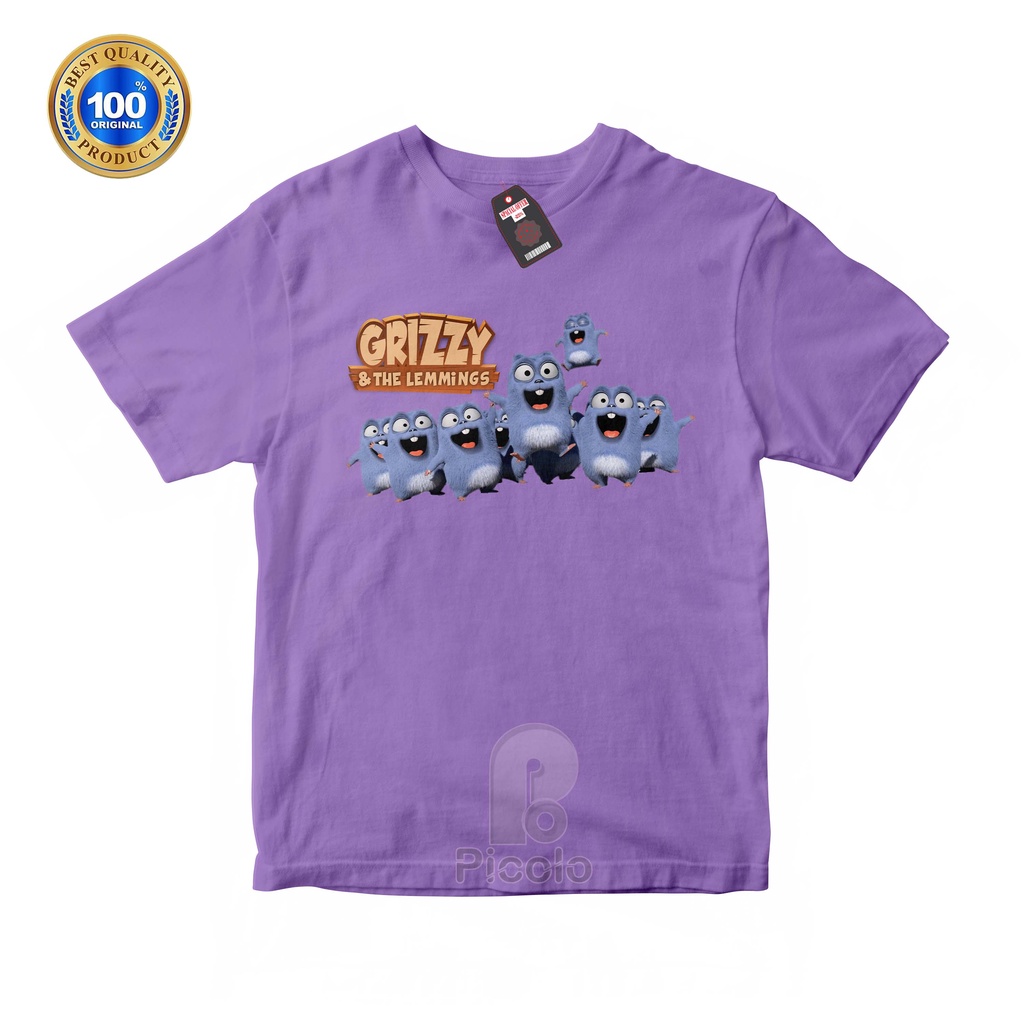 (FREE NAMA) BAJU KAOS ATASAN ANAK MOTIF KARTUN GRIZZY AND THE LEMMINGS UNISEX Bahan COTTUN
