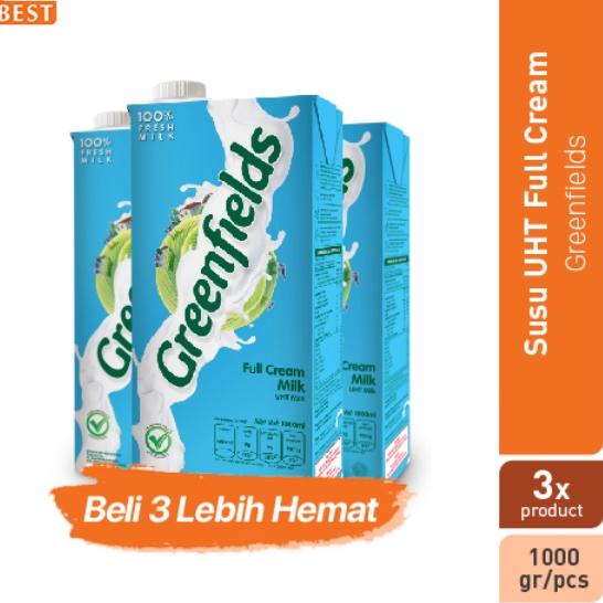 

☼ Susu Greenfields UHT Full Cream 1 L - Paket Isi 3 ℗